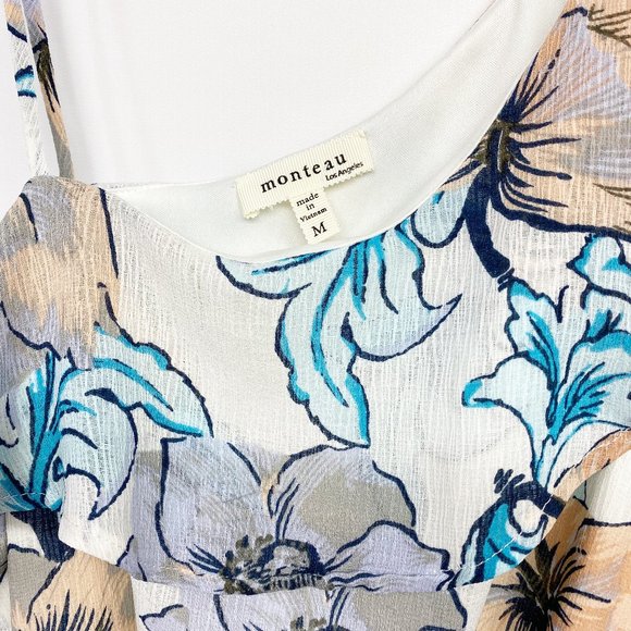 Monteau Floral One Shoulder Ruffle Dress M - Picture 5 of 8